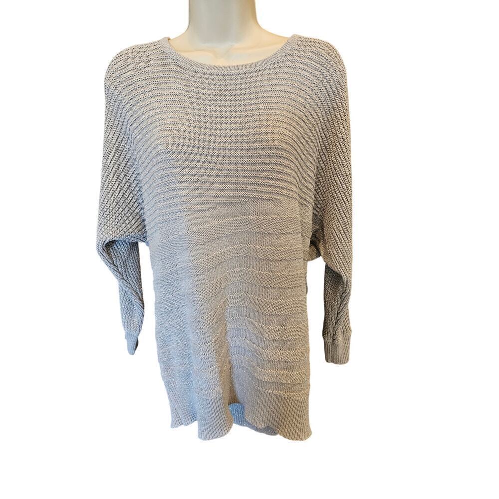 Alfani size large L grey shimmery celebration party knit winter sweater EUC ^